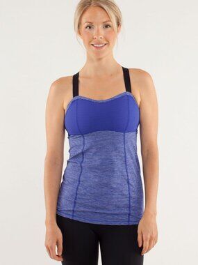 Lululemon Run: Catch Me Tank Tonka Stripe Pigment Blue Size 2 W1B25S